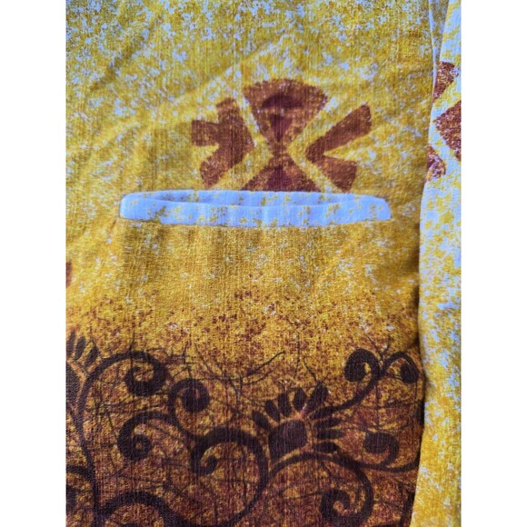 Vintage Waikiki Wear By Mildred Zip Front Jacket Shirt Yellow Brown Graphic M - Picture 4 of 10